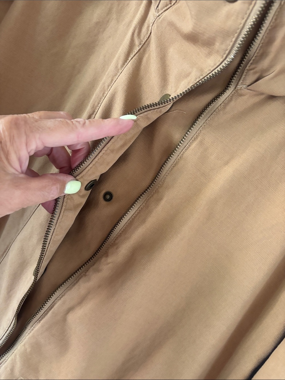 Vintage Lane Bryant Twill Funnel Neck Camel Utility Anorak Coat SZ (26-28W) - Picture 10 of 16